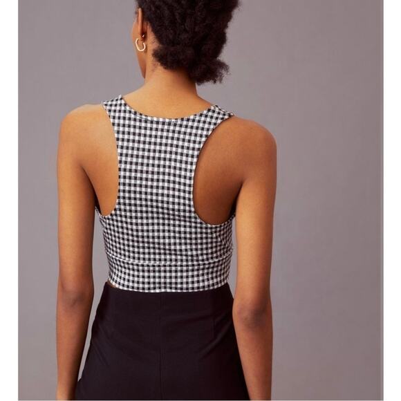 Maeve Cut-Out Cropped Gingham Tank - Picture 3 of 5